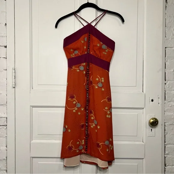 marc jacobs orange dress NEW + Tag~ Marc by Marc Jacobs ~RUNWAY~SILK Orange Cream V Front Dress~ XS - L